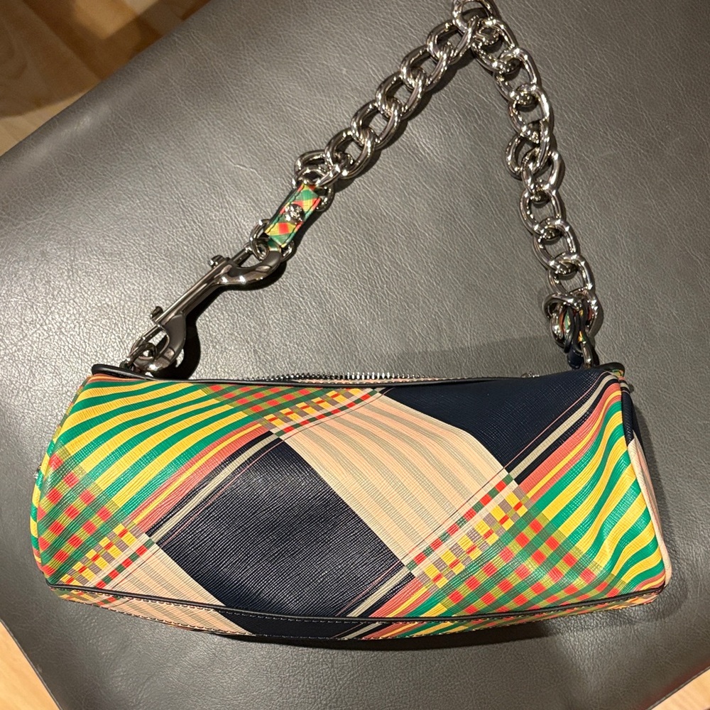 Vivienne Westwood Multicolor Plaid Clutch with Chain Strap